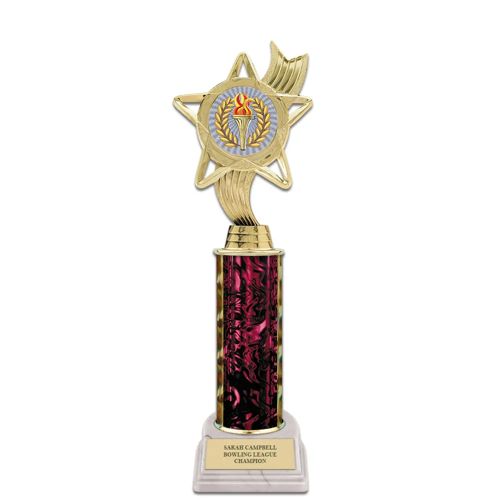 11" Custom White Base Award Trophy With Insert Top