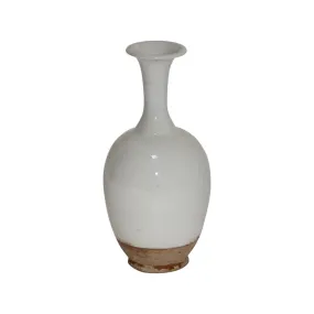 11" Off White Ceramic Bottle with Unglazed Base