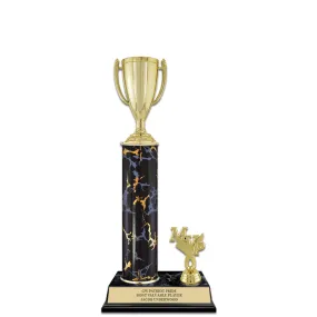 12" Black Faux Marble Award Trophy With Trim