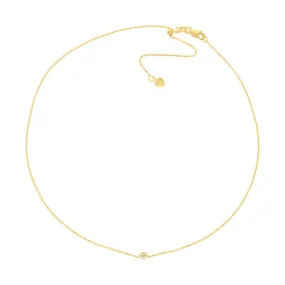 14K Gold Bezel Set Diamond Adjustable Choker