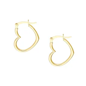 14K Gold Tilted Heart Hoop Earrings