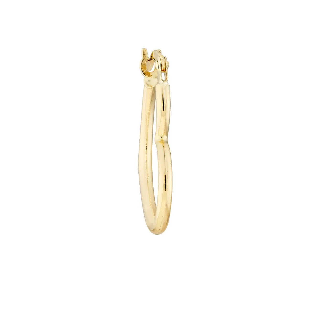 14K Gold Tilted Heart Hoop Earrings