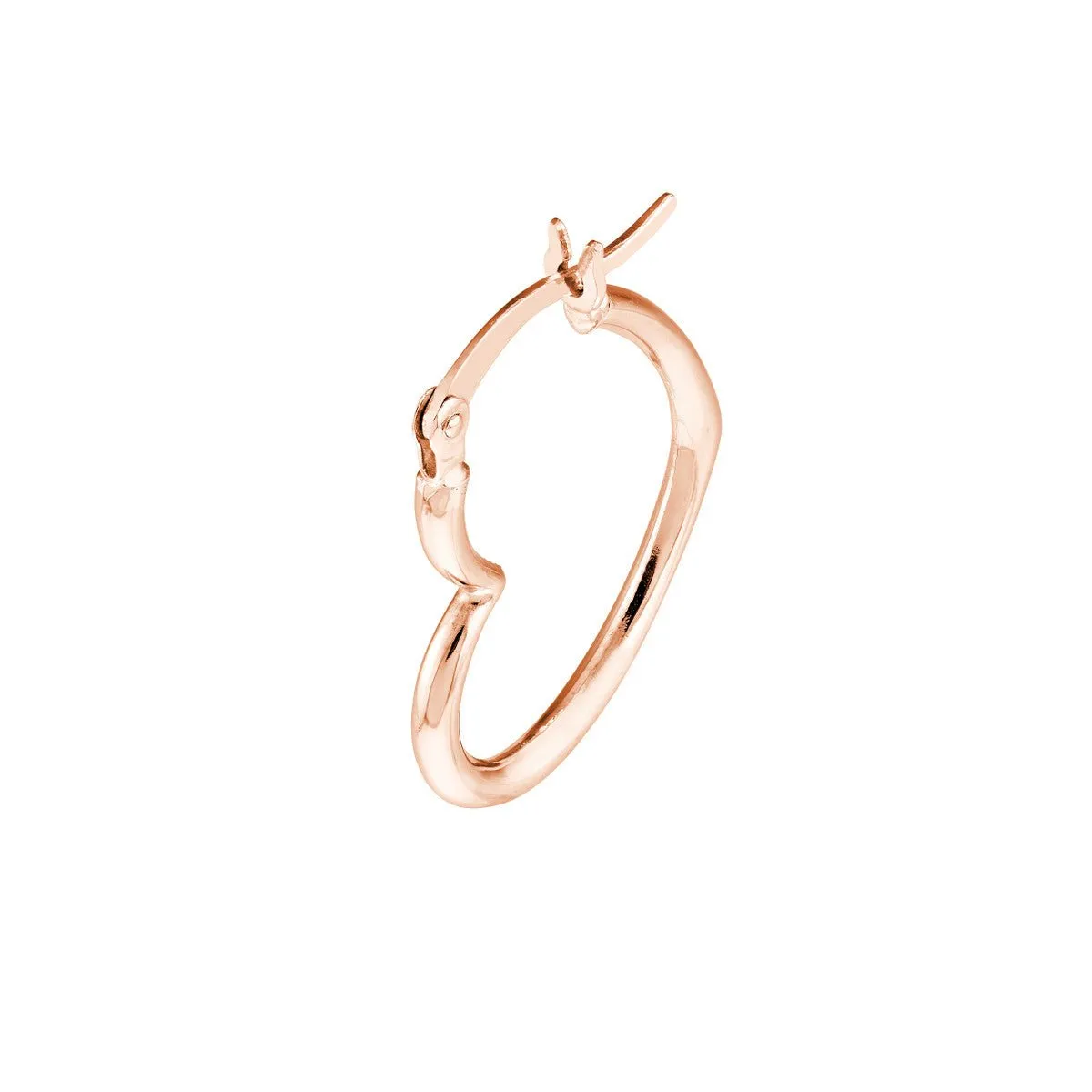 14K Gold Tilted Heart Hoop Earrings