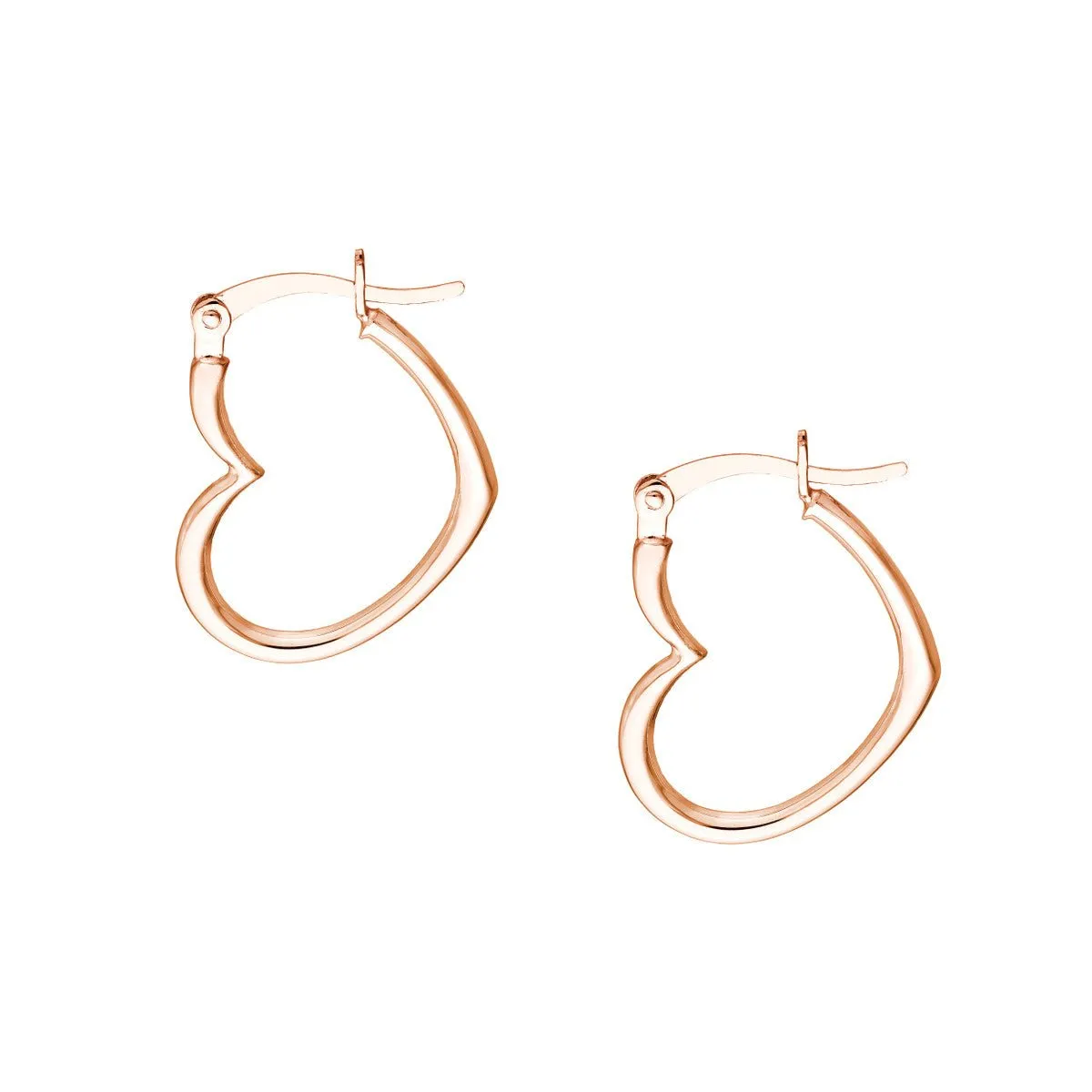 14K Gold Tilted Heart Hoop Earrings