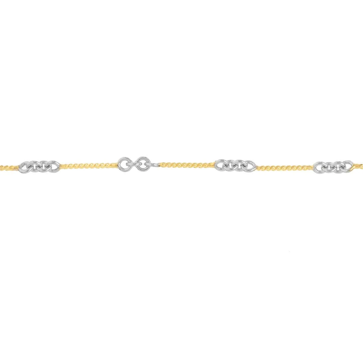 14K Two-Tone Gold 0.80mm Designer Twist Chain with Lobster Lock Anklet