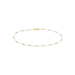 14K Two-Tone Gold 0.80mm Designer Twist Chain with Lobster Lock Anklet