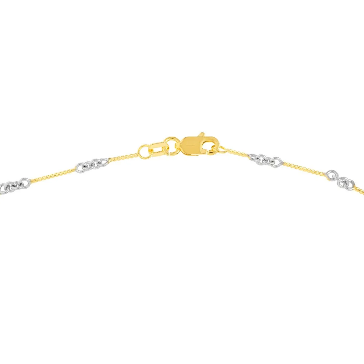 14K Two-Tone Gold 0.80mm Designer Twist Chain with Lobster Lock Anklet