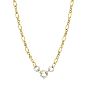 14K Two Tone Gold Alternate Oval Link Necklace