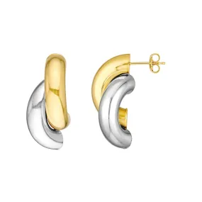 14K Two-Tone Gold Double Half Circle Earrings