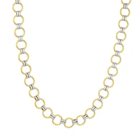 14K Two-Tone Gold Round Link Necklace