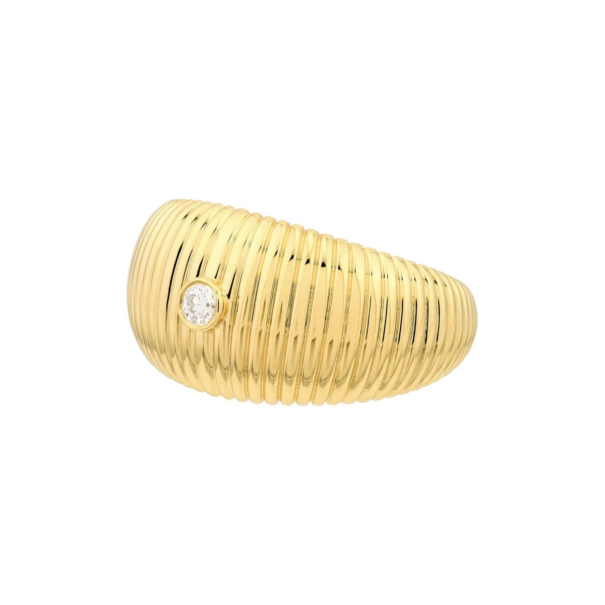 14K Yellow Gold 0.06ct Diamond Small Shrimp Ring