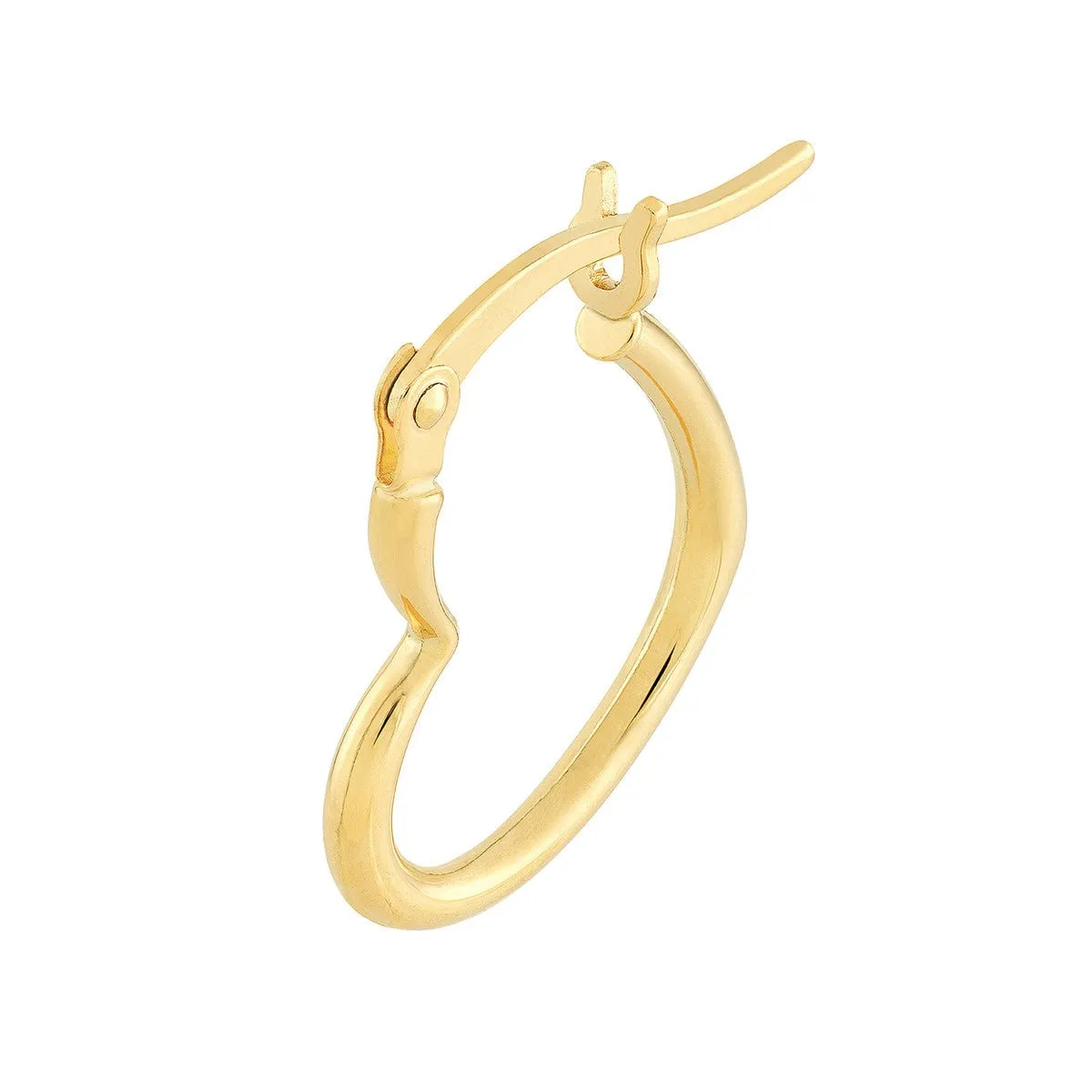 14K Yellow Gold 18.00mm Tilted Heart Hoop Earrings