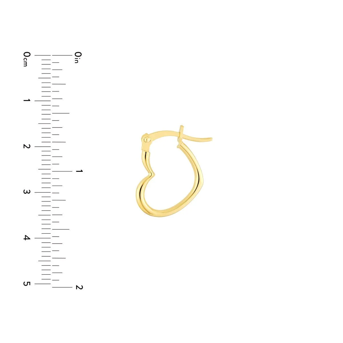 14K Yellow Gold 18.00mm Tilted Heart Hoop Earrings