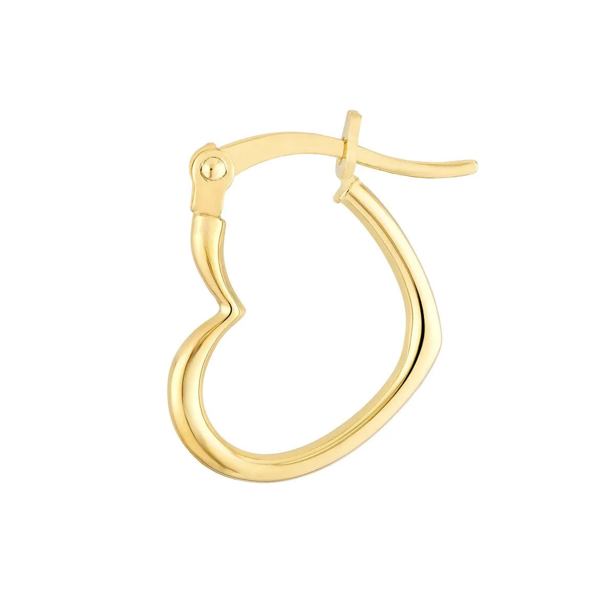 14K Yellow Gold 18.00mm Tilted Heart Hoop Earrings