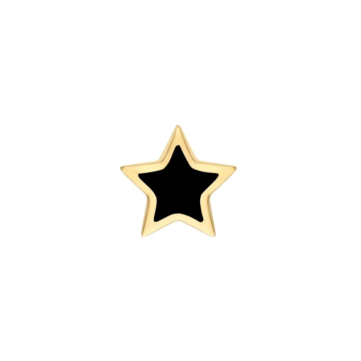 14K Yellow Gold Black Enamel Star Stud Earrings