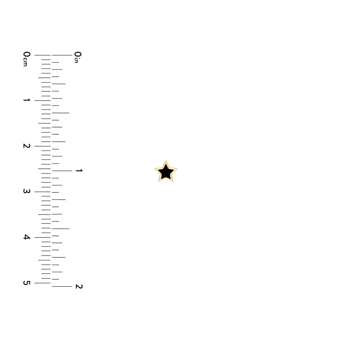 14K Yellow Gold Black Enamel Star Stud Earrings