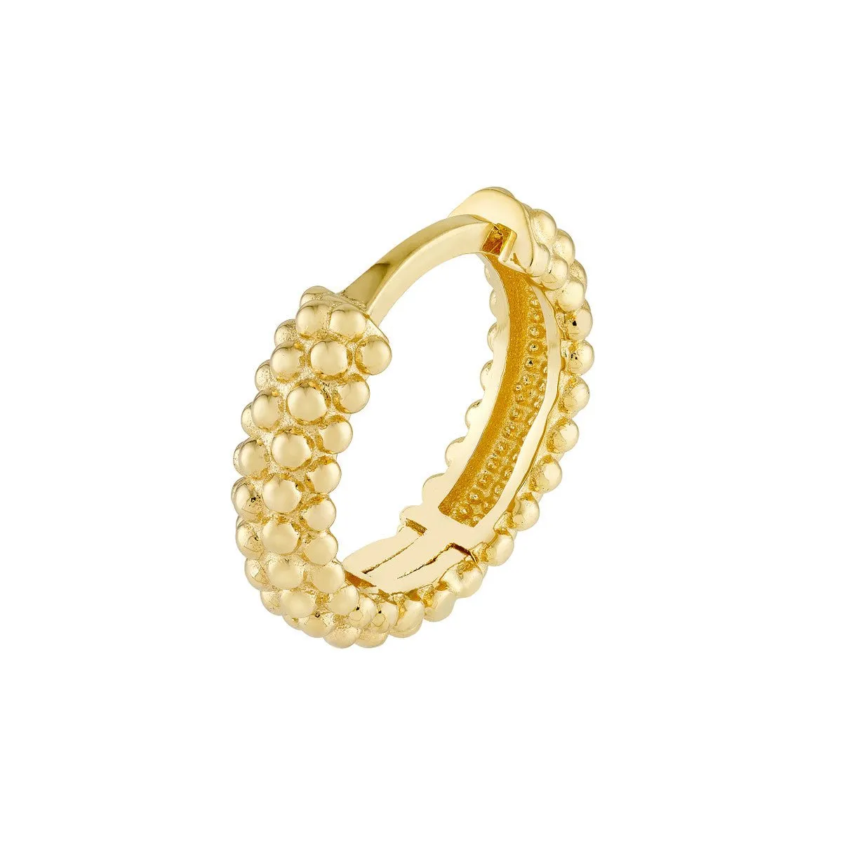 14K Yellow Gold Bobble Textured Round Hoop Earrings