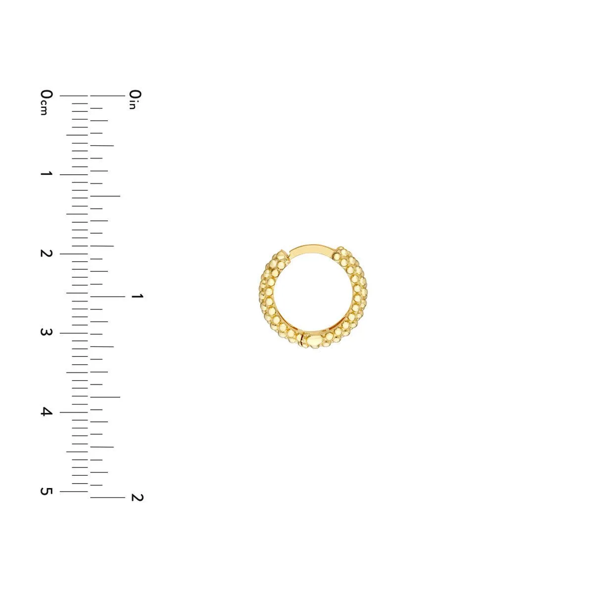 14K Yellow Gold Bobble Textured Round Hoop Earrings