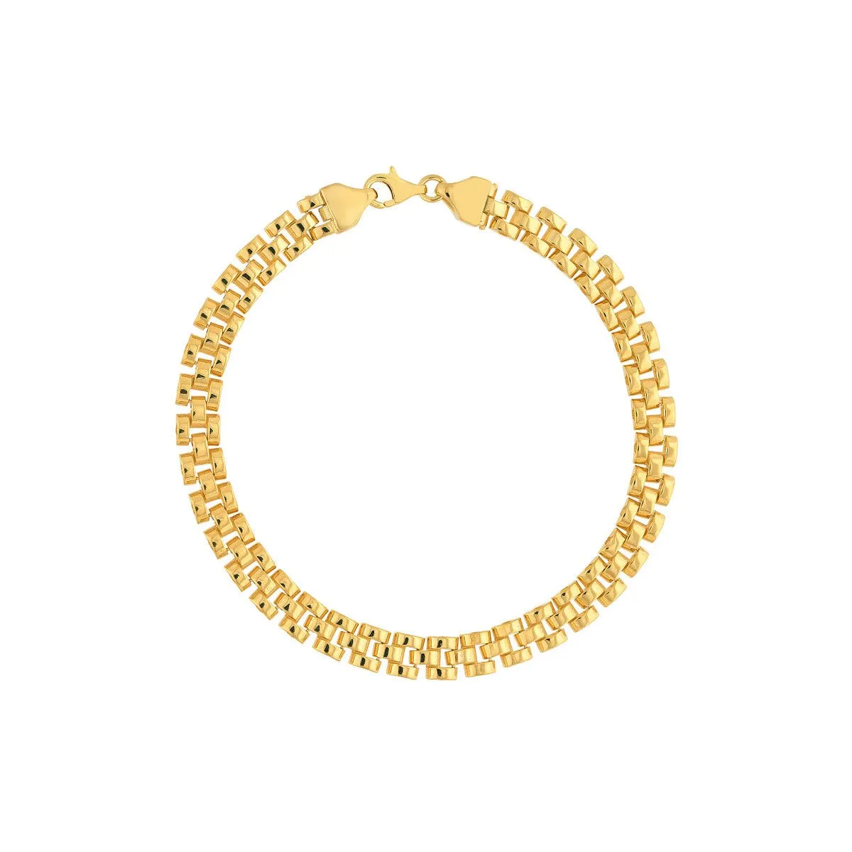 14K Yellow Gold Brick Pattern Bracelet