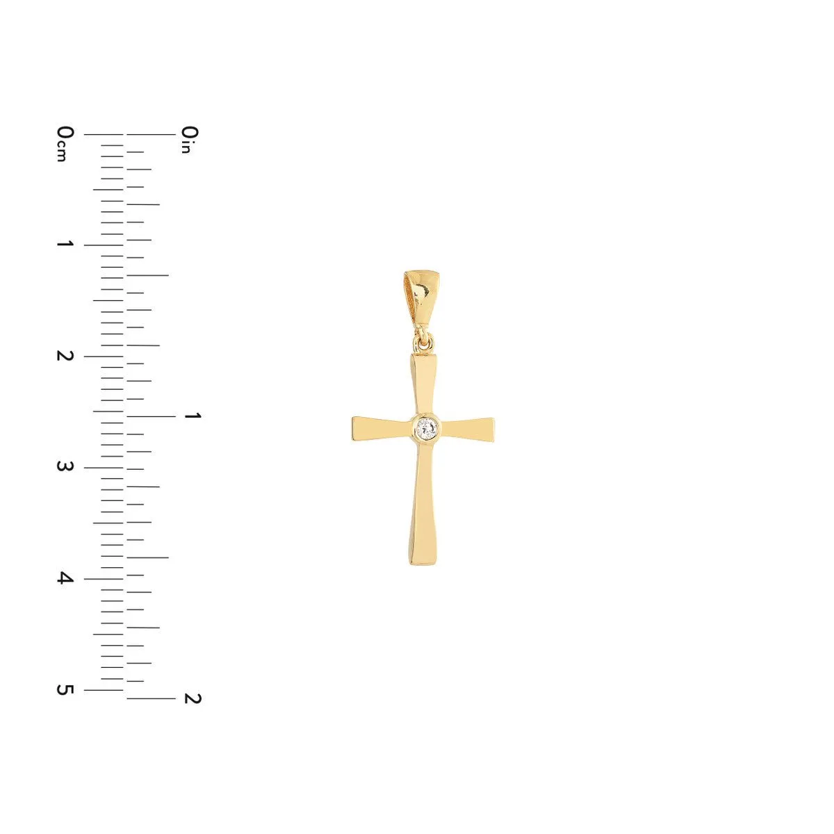 14K Yellow Gold CZ Center Polished Cross Pendant