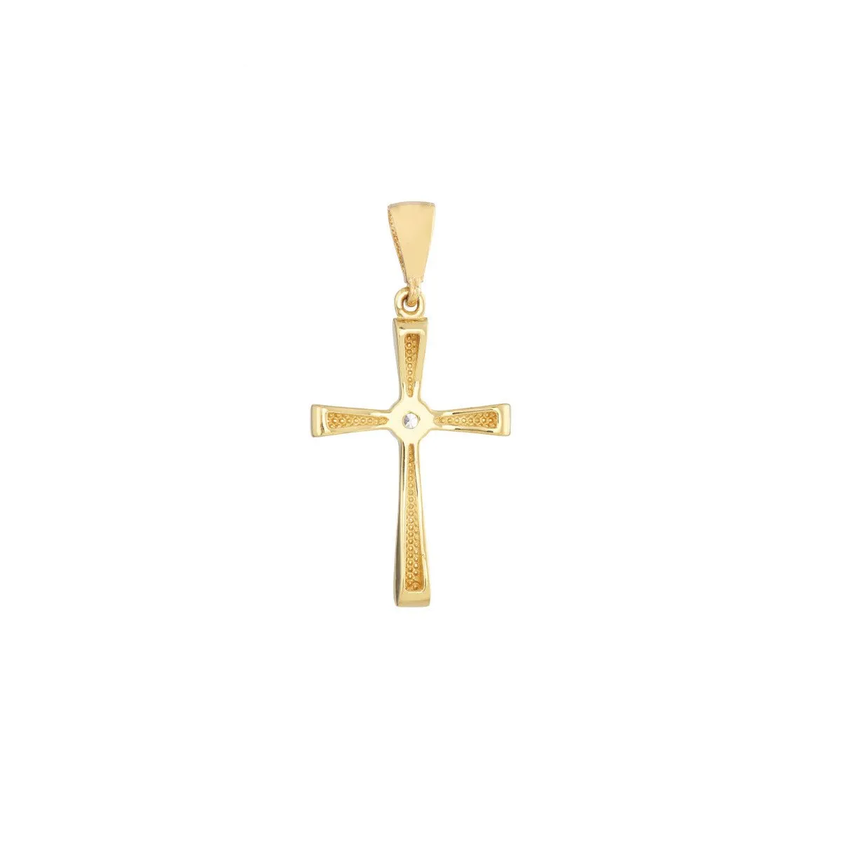 14K Yellow Gold CZ Center Polished Cross Pendant