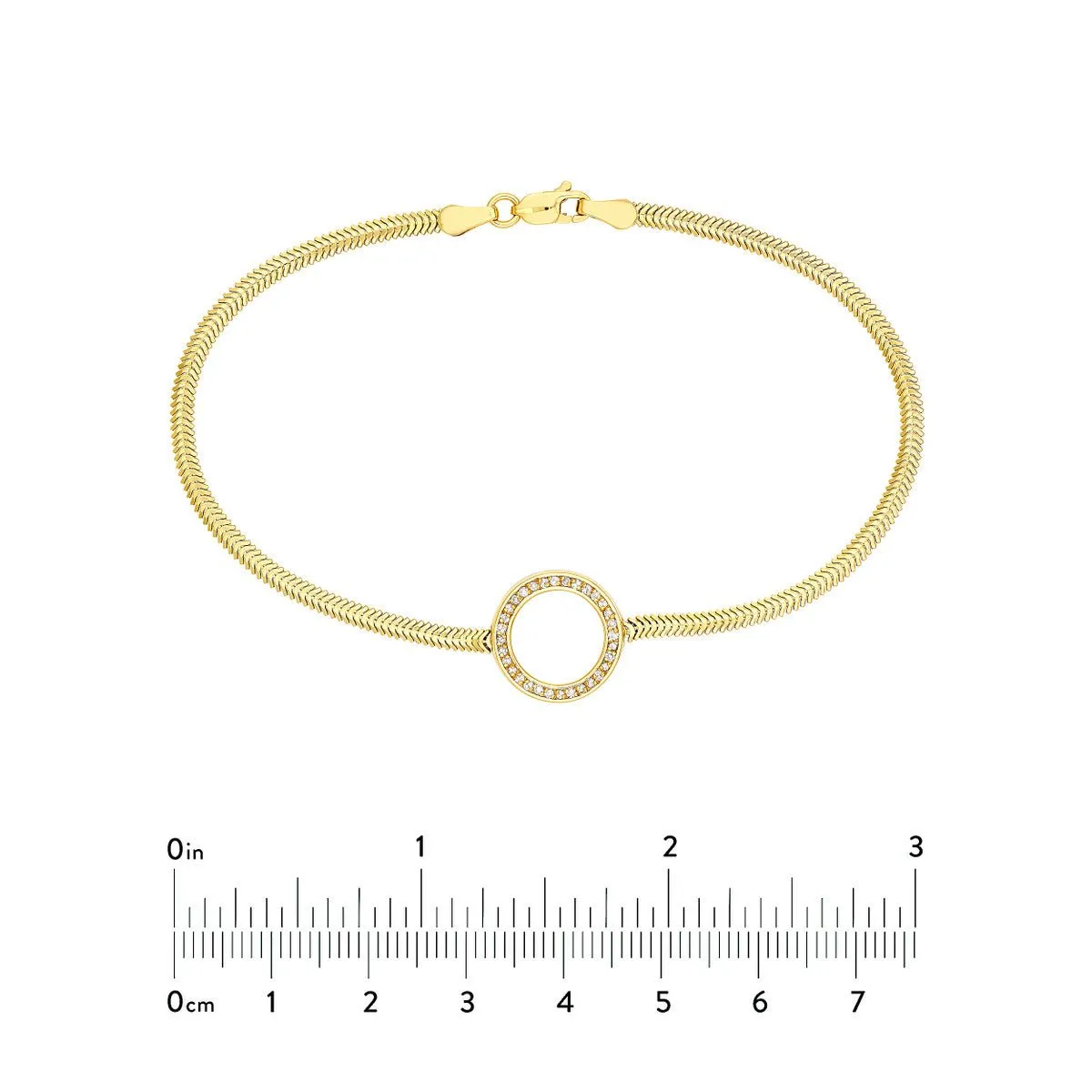 14K Yellow Gold Diamond Circle Station Snake Bracelet