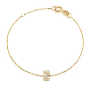 14K Yellow Gold Diamond Initial "Z" Bracelet