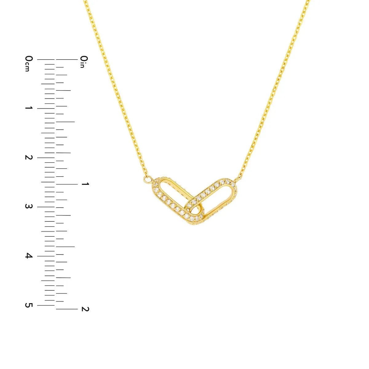 14K Yellow Gold Diamond Paper Clip Links Necklace