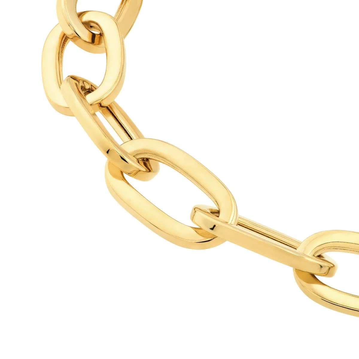 14K Yellow Gold Flat Polished Oval Link Bracelet