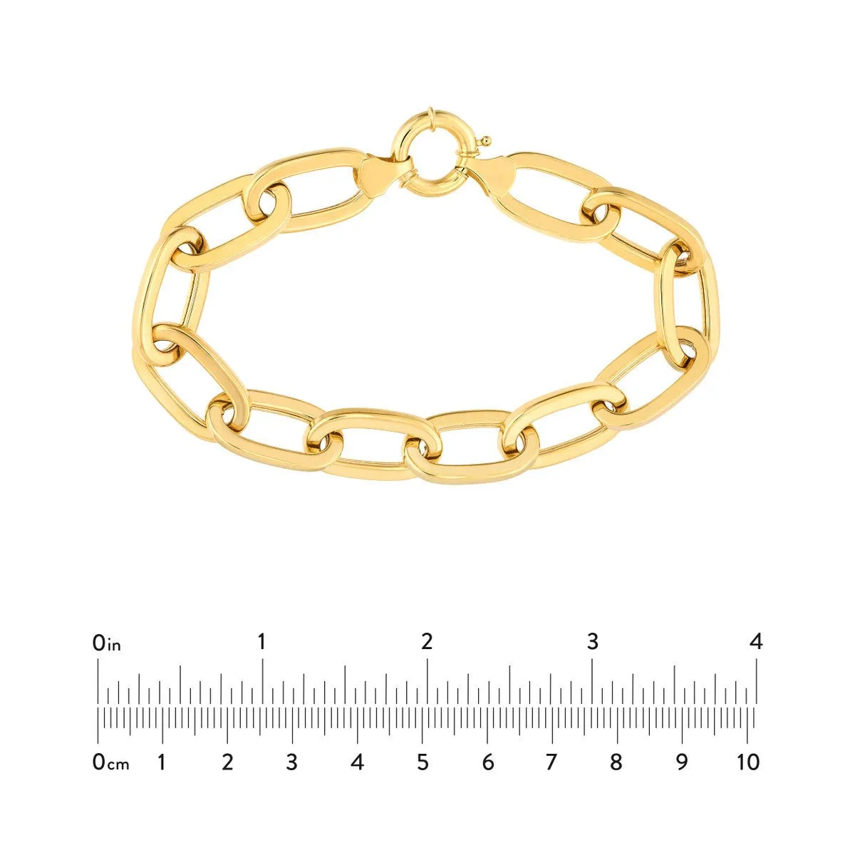 14K Yellow Gold Flat Polished Oval Link Bracelet