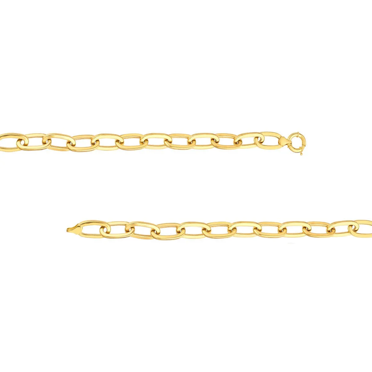 14K Yellow Gold Flat Polished Oval Link Bracelet