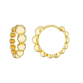 14K Yellow Gold Graduated Beaded Hoop Earrings