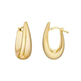 14K Yellow Gold Graduated Oval Puff Mini Hoop Earrings