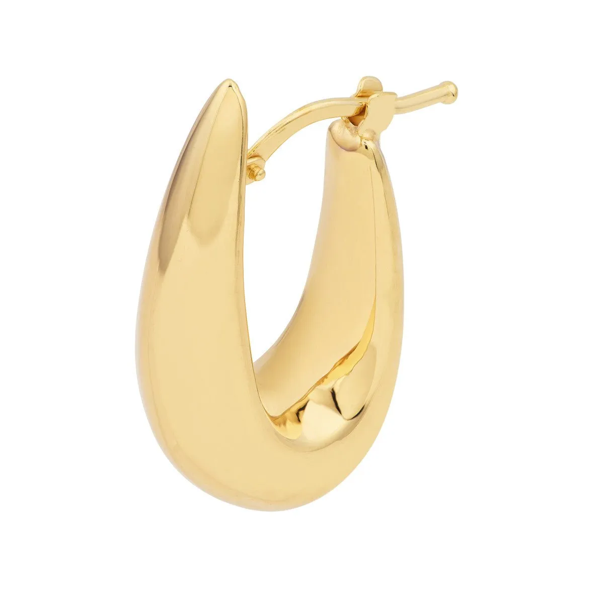 14K Yellow Gold Graduated Oval Puff Mini Hoop Earrings