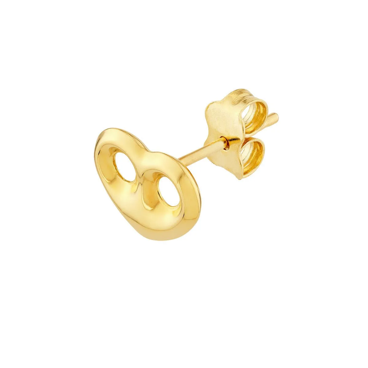 14K Yellow Gold Heart Puff Mariner Stud Earrings