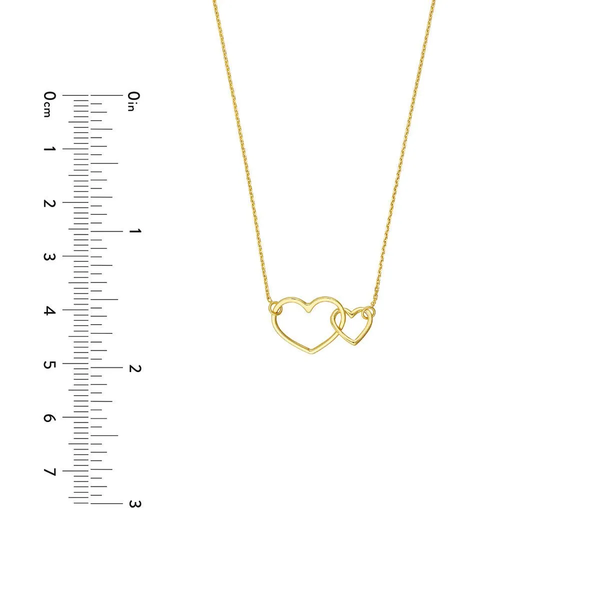 14K Yellow Gold Interlocked Open Hearts Necklace