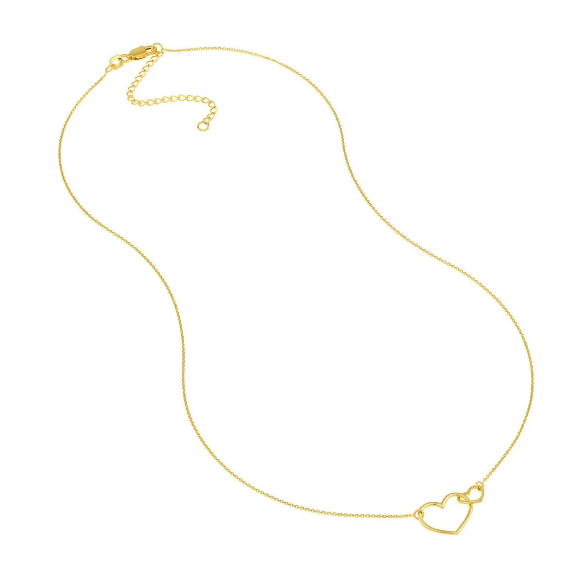 14K Yellow Gold Interlocked Open Hearts Necklace