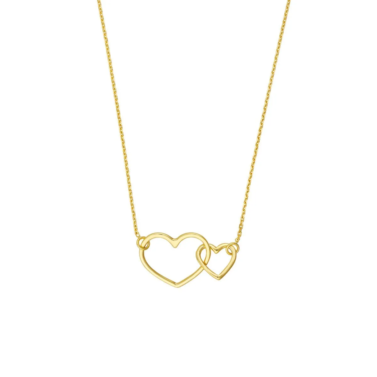 14K Yellow Gold Interlocked Open Hearts Necklace