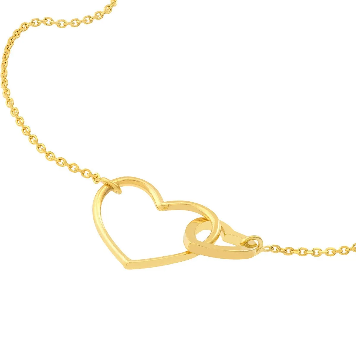 14K Yellow Gold Interlocked Open Hearts Necklace