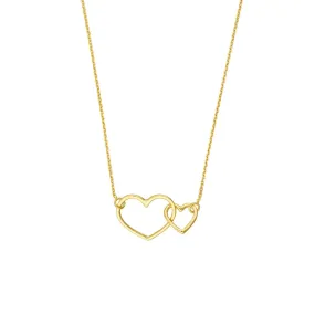 14K Yellow Gold Interlocked Open Hearts Necklace