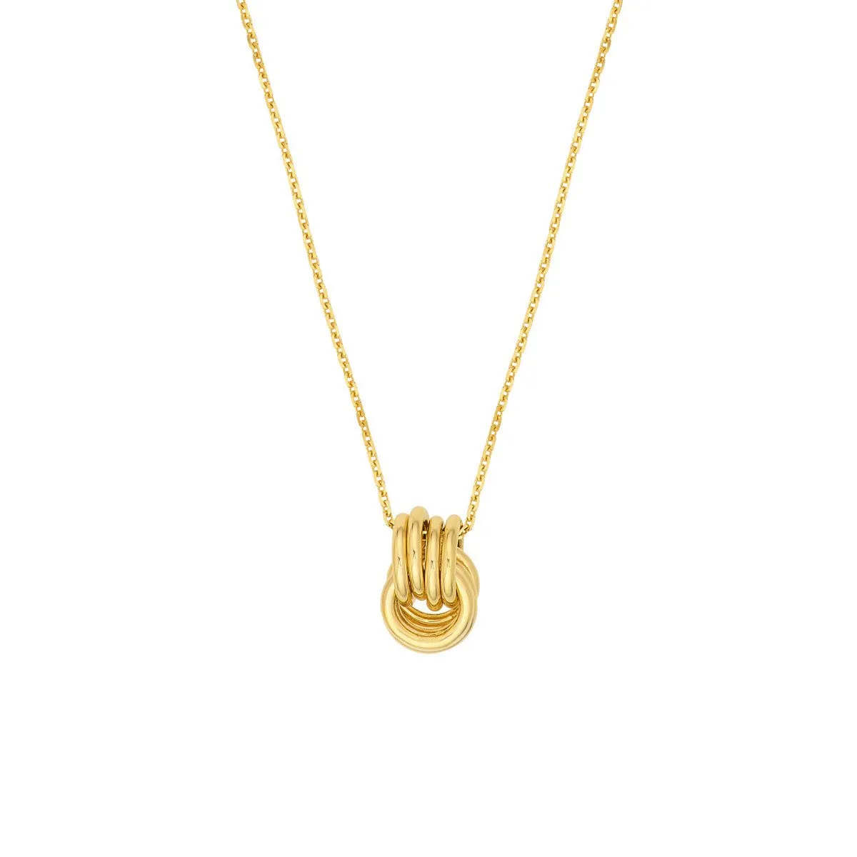 14K Yellow Gold Love Knot Pendant Cable Necklace