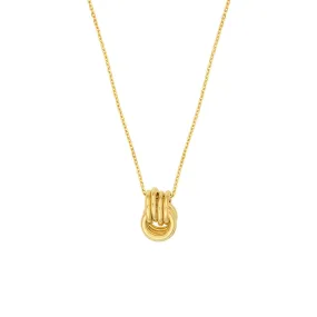 14K Yellow Gold Love Knot Pendant Cable Necklace