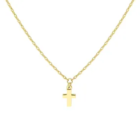 14K Yellow Gold Mini Cross Dangle Necklace