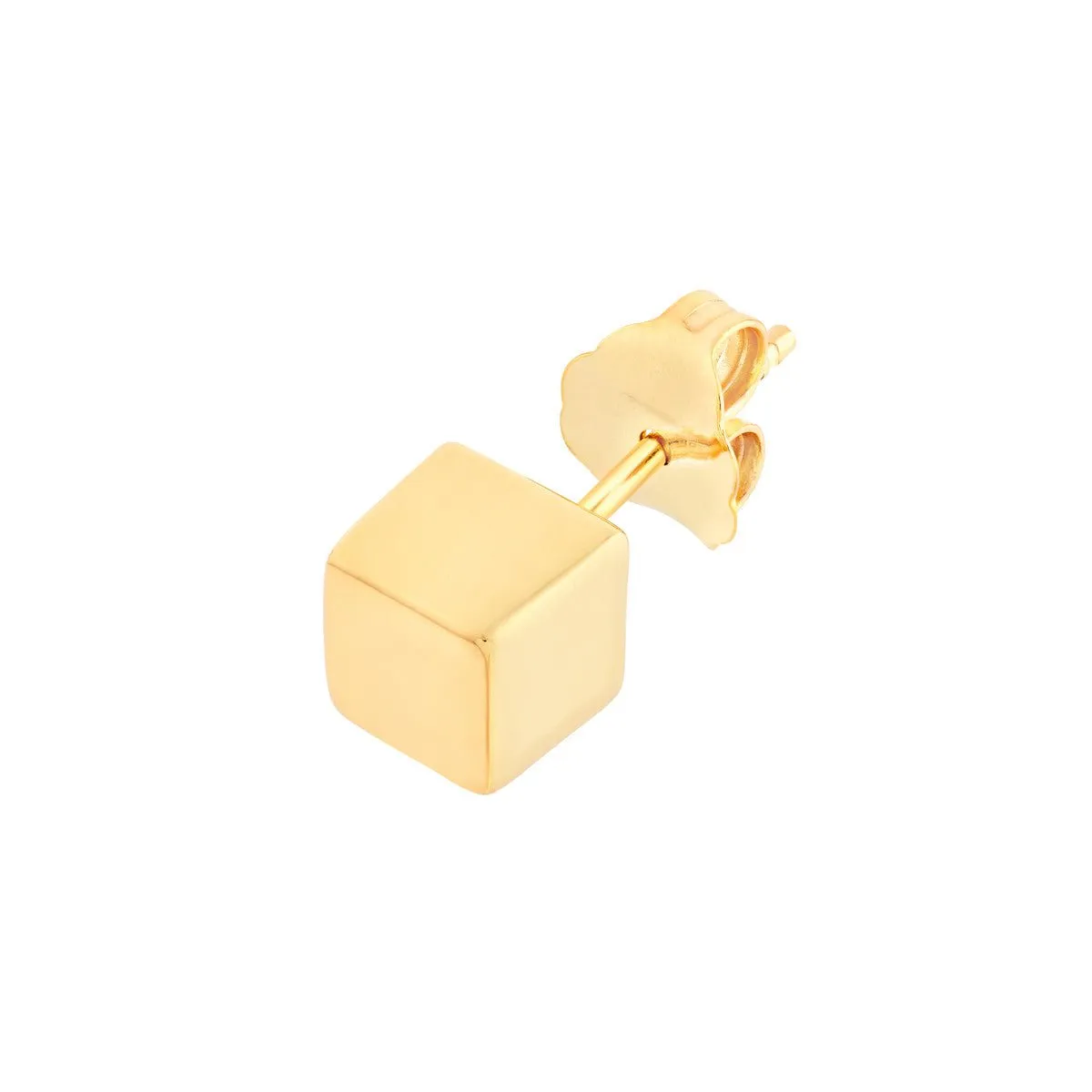 14K Yellow Gold Mini Cube Stud Earrings