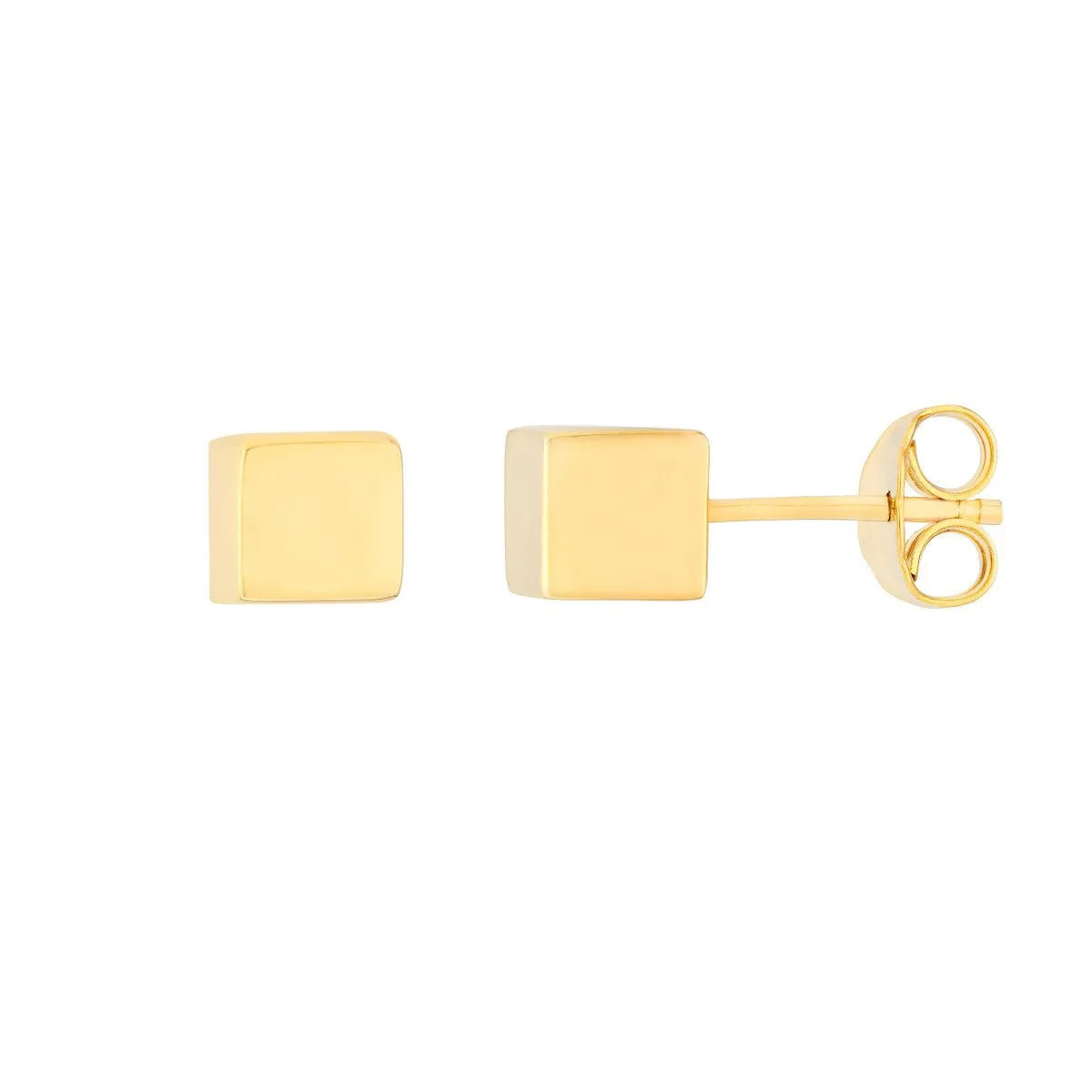 14K Yellow Gold Mini Cube Stud Earrings