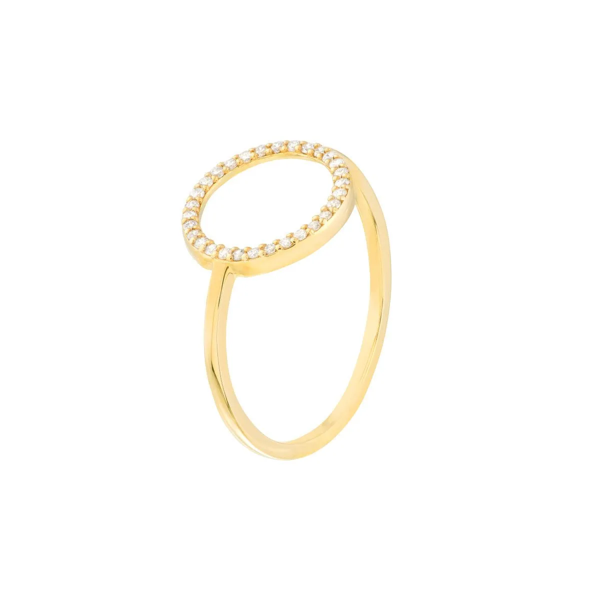 14K Yellow Gold Open Diamond Circle Ring