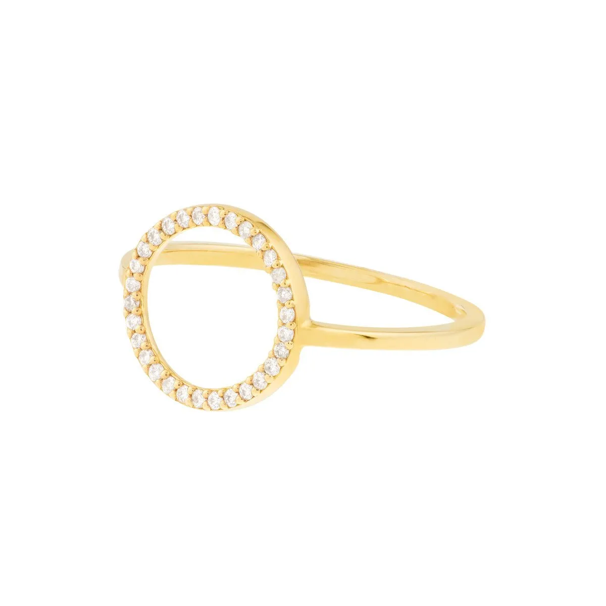 14K Yellow Gold Open Diamond Circle Ring