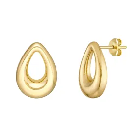 14K Yellow Gold Open Teardrop Stud Earrings