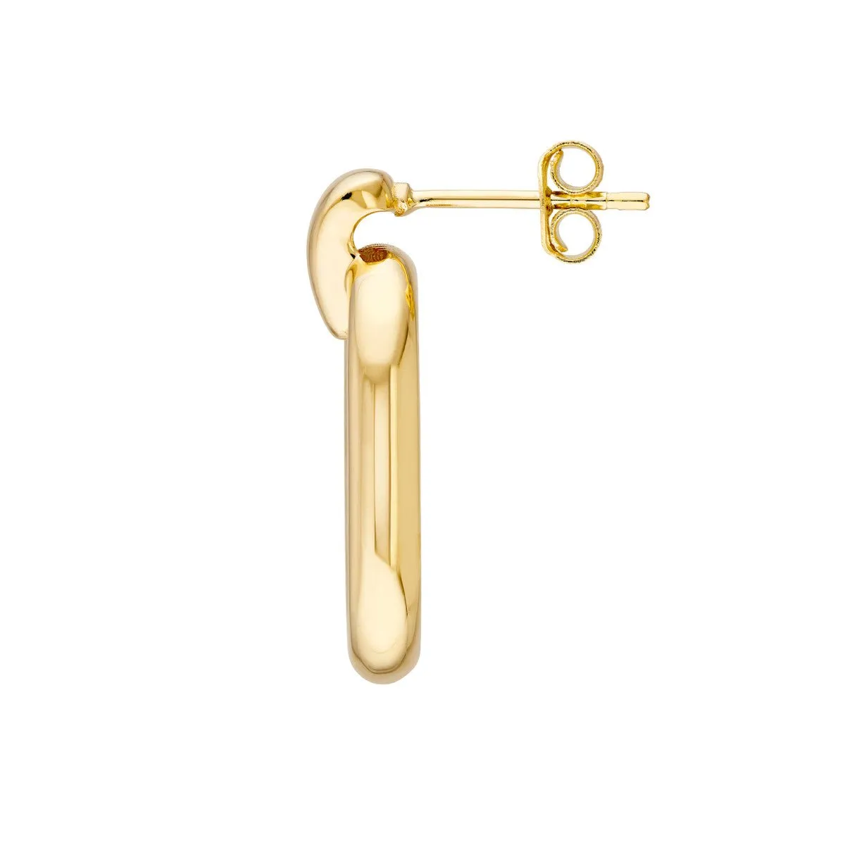 14K Yellow Gold Oval Door Knocker Hoop Earrings