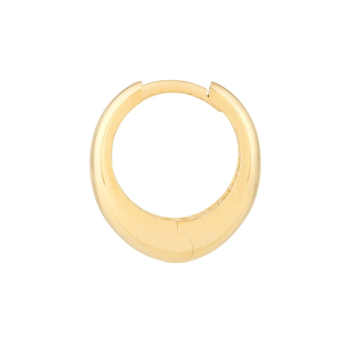 14K Yellow Gold Oval Shape Huggie Earrings